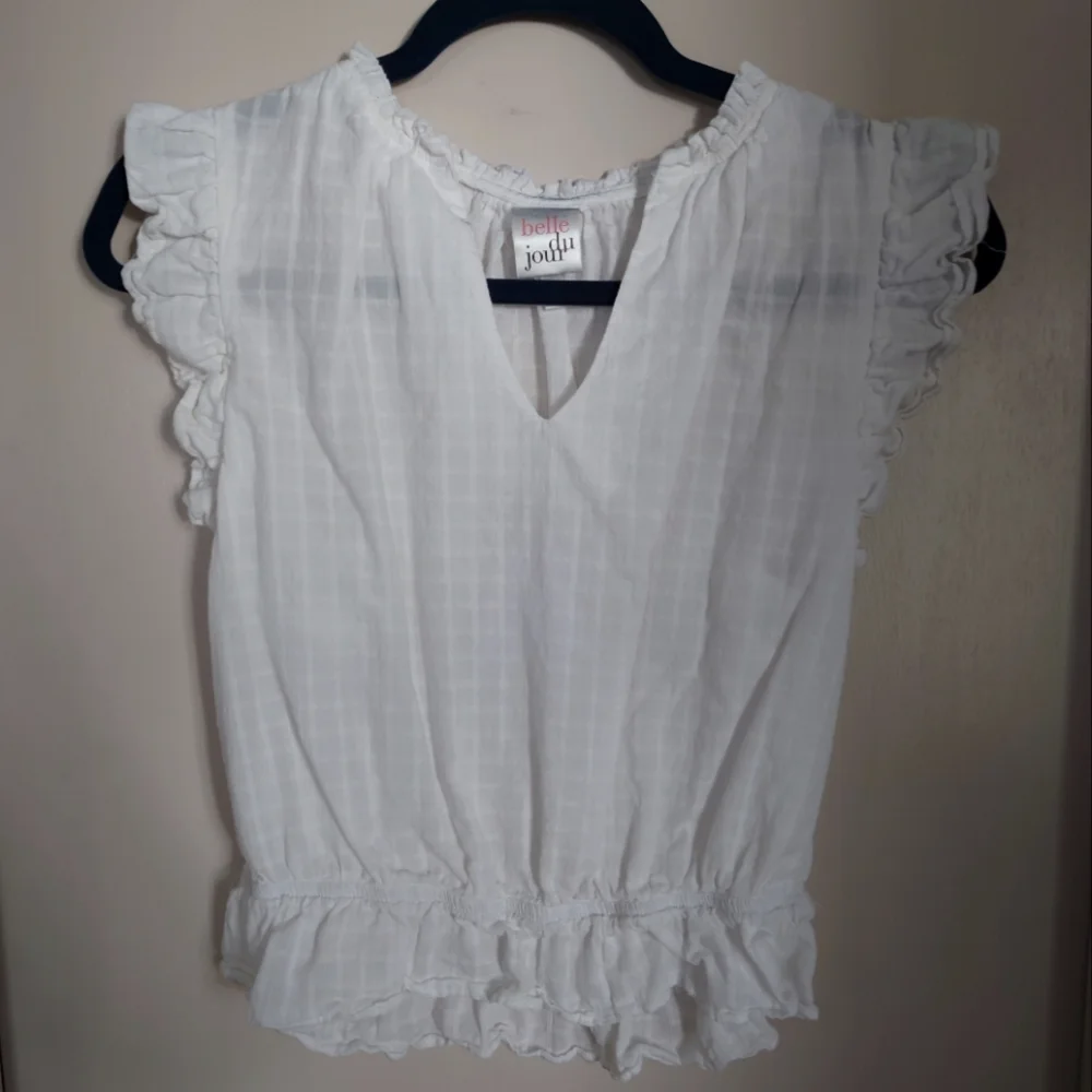 White Ruffle Crop Top - Picture 1 of 3